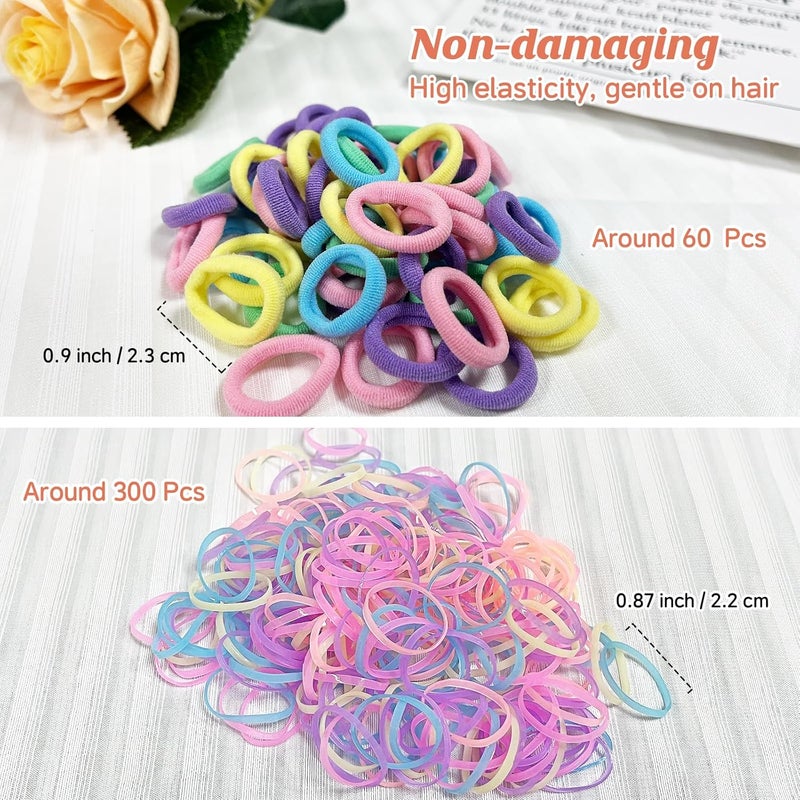 Cherocito 400 Pcs Baby Girls Hair Accessories Set,Baby Girls Hair Ties,Flower Bows Rubber Bands,Hair-friendly Hair Clip,Soft Elastic Hair Bands,Claw Clip(Multi-colored) - Image 5
